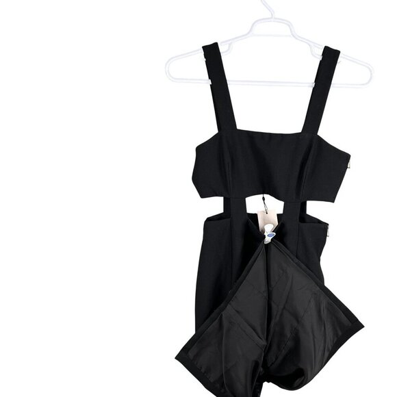 Cinq A Sept NWT Womens 8 Black Midi Cutout Dress Straps Side Zippers Bodycon - Picture 6 of 16